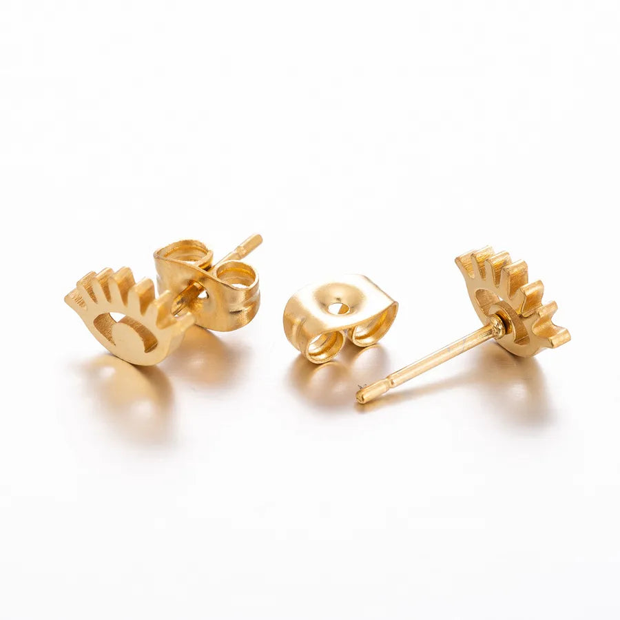 Aretes de botón de acero inoxidable 304 con diseño de ojo turco - imagen 3