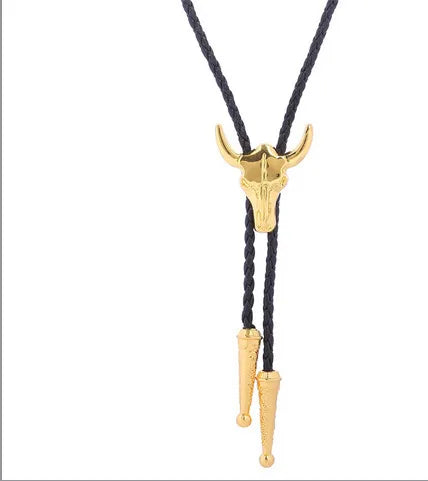 Corbata bolo de aleación con cordón de piel y dijes de estrella y calavera - imagen 41
