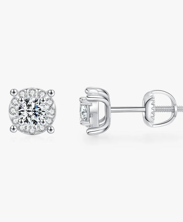 Aretes de botón de plata esterlina 925 con moissanita geométrica - imagen 3