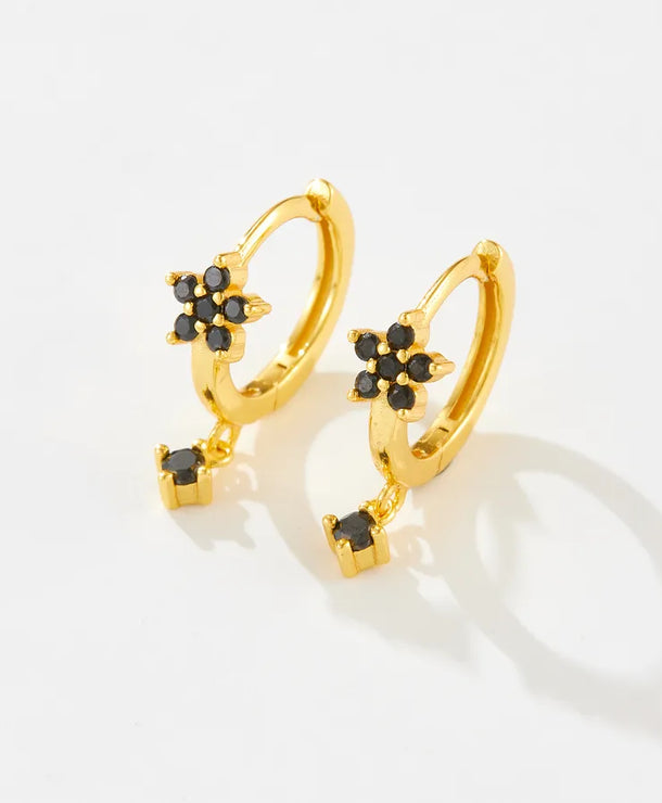 Aretes de plata esterlina 925 con baño de oro 18K y circonias geométricas - imagen 5