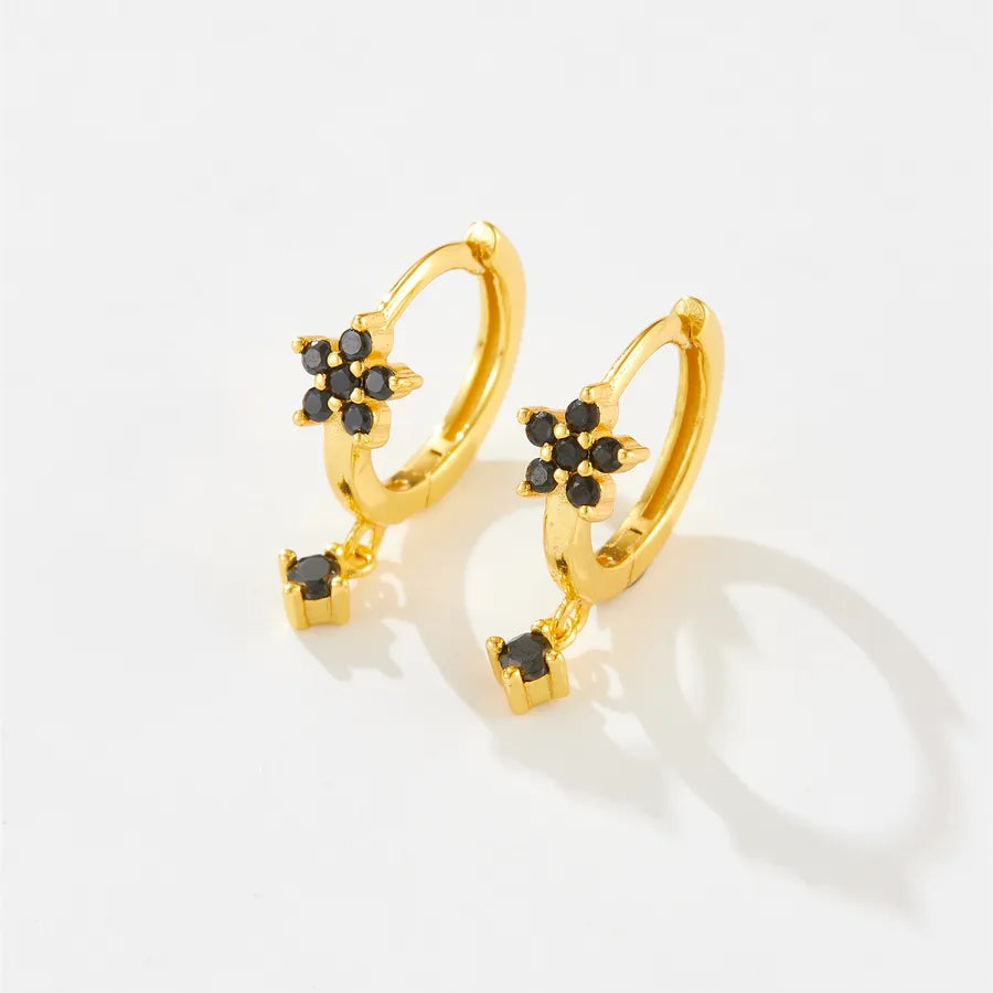 Aretes de plata esterlina 925 con baño de oro 18K y circonias geométricas - imagen 5