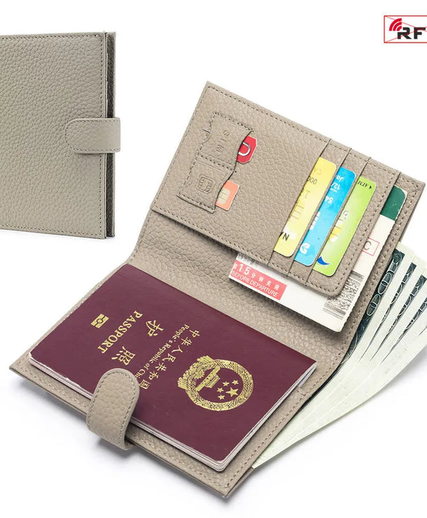 Portapasaportes de piel genuina para mujer con protección RFID - imagen 15