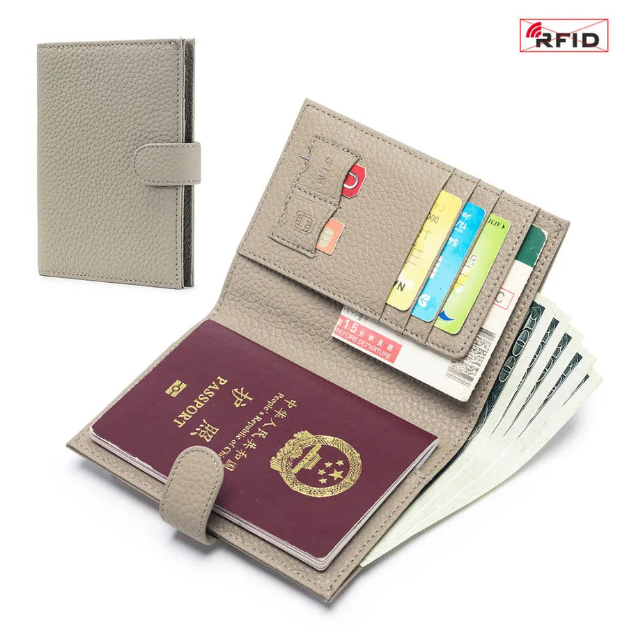 Portapasaportes de piel genuina para mujer con protección RFID - imagen 15