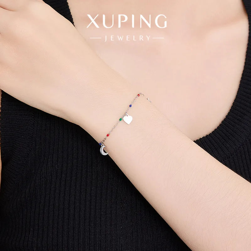 Pulsera XUPING de acero 304 con diseño de luna en esmalte para mujer - imagen 7