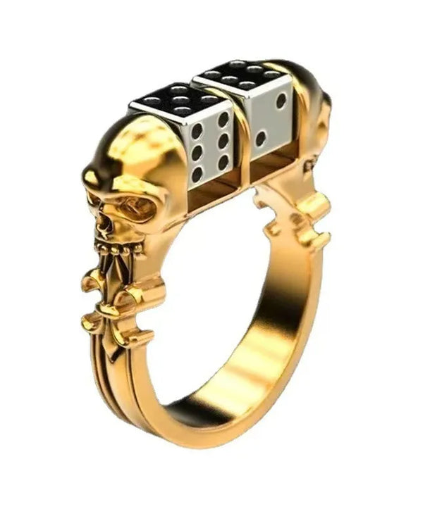 Anillo de aleación con diseño de calavera dorada, estilo punk - imagen 5