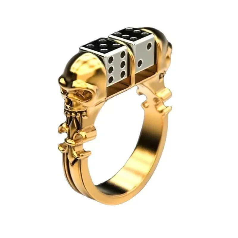 Anillo de aleación con diseño de calavera dorada, estilo punk - imagen 5