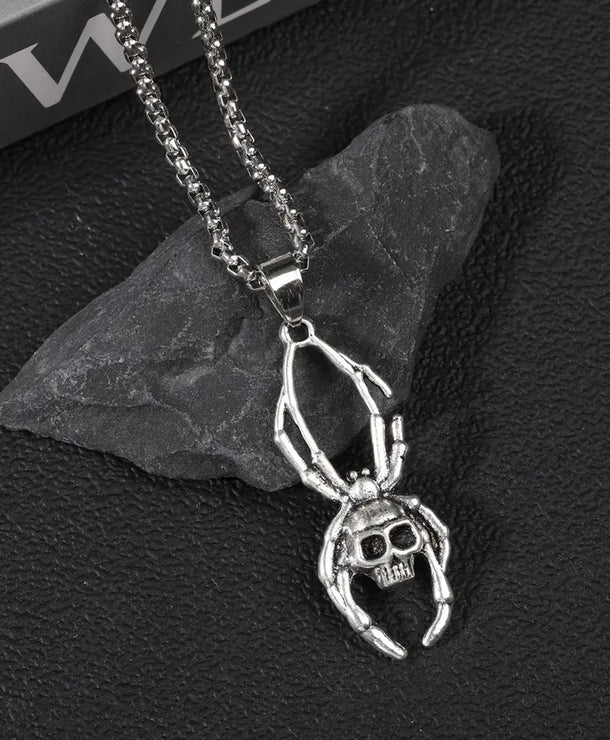 Collar con dije de calavera de acero de titanio, estilo punk unisex - imagen 8