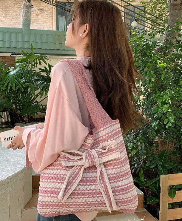 Bolso de hombro de poliéster con moño y tejido vintage para mujer - imagen 2