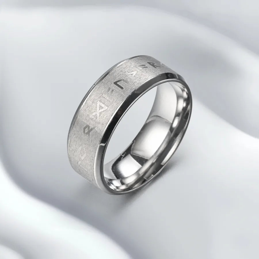 Anillo de acero 304 con diseño color block y grabado para hombre - imagen 4