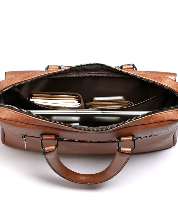 Bolso de mano de piel sintética para caballero, estilo business vintage - imagen 4
