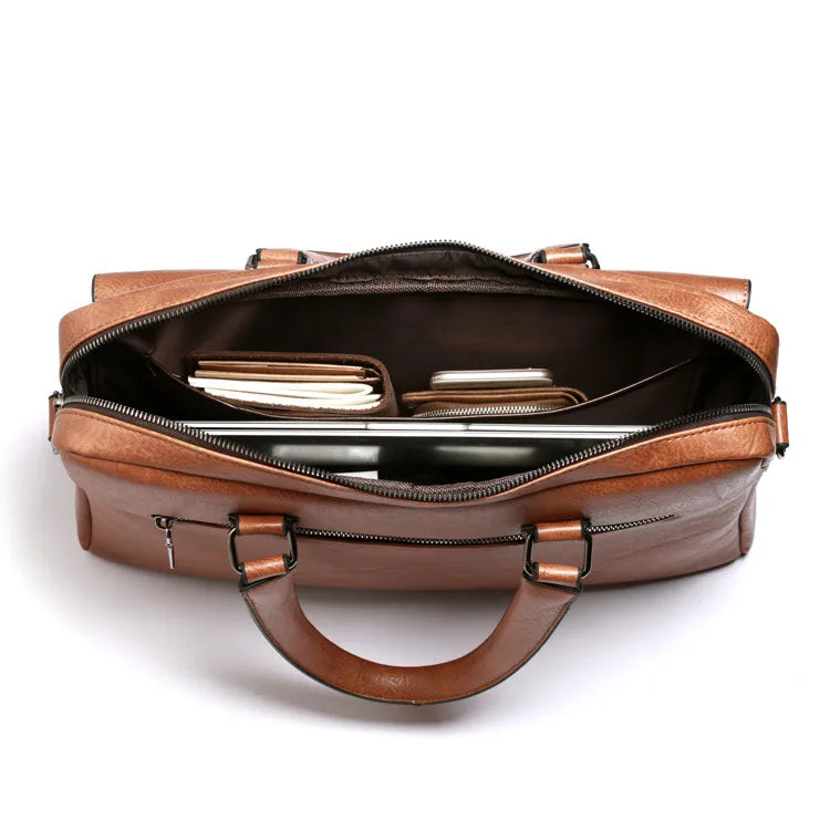 Bolso de mano de piel sintética para caballero, estilo business vintage - imagen 4