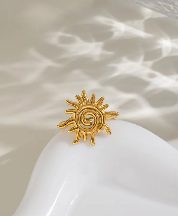Anillo de acero inoxidable 304 con diseño de sol, hipoalergénico - imagen 6