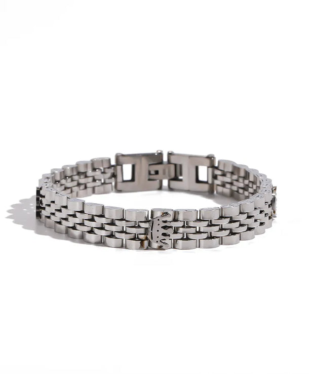Brazalete de corona para hombre en acero 201 con cadena tipo reloj - imagen 12