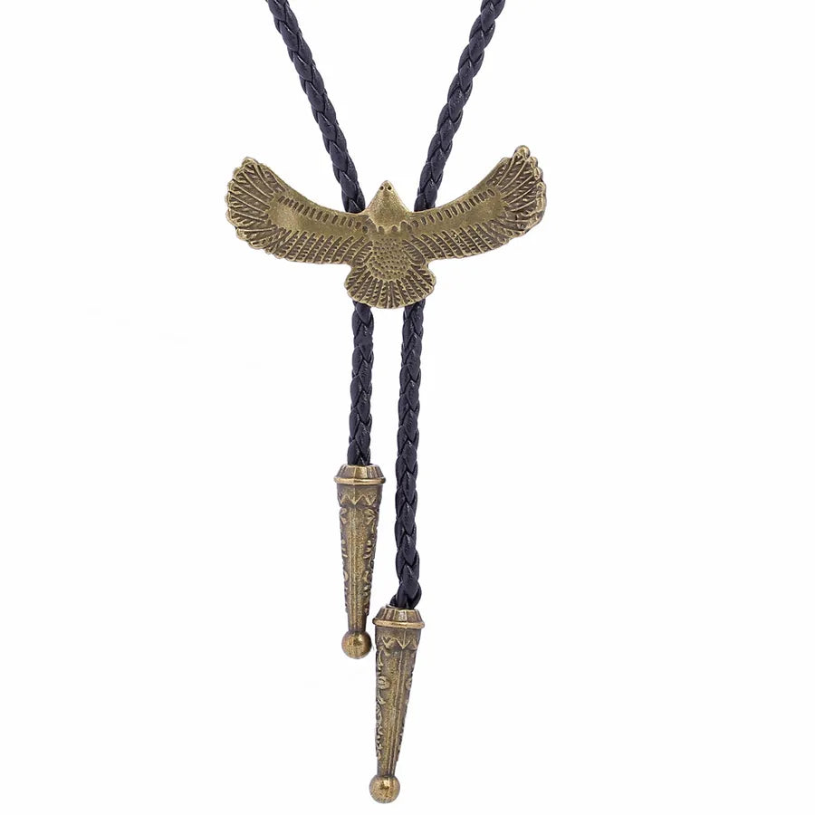 Corbata bolo de aleación con cordón de piel y dijes de estrella y calavera - imagen 38