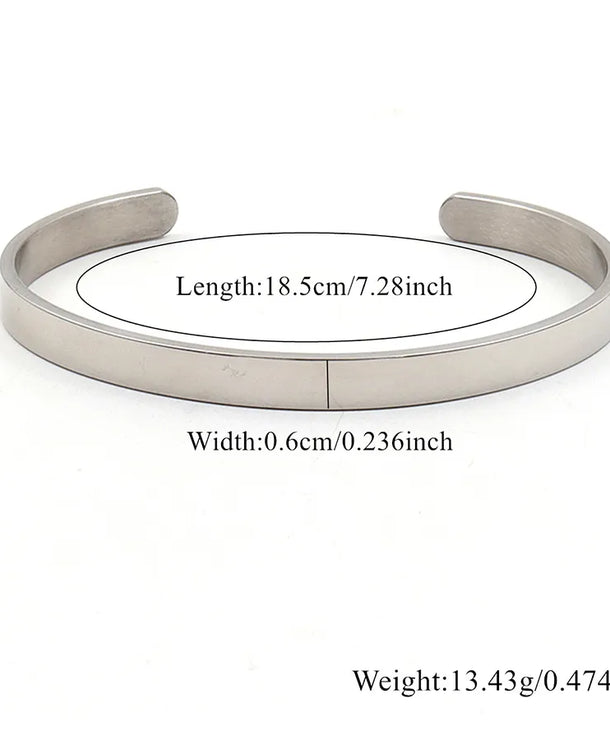 Brazalete de acero inoxidable 304 para hombre con diseño en forma de C - imagen 12