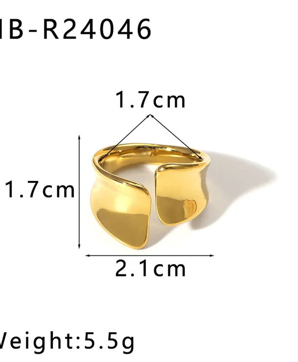 Anillo ajustable de acero 304 con diseño geométrico de gotas de agua - imagen 10
