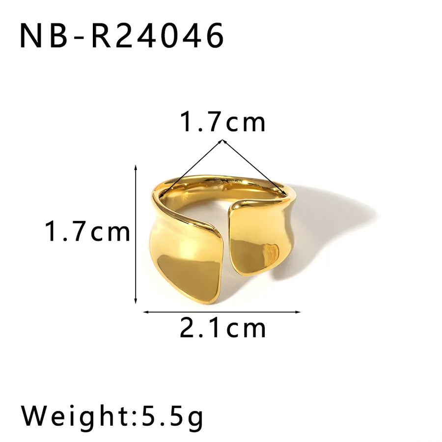 Anillo ajustable de acero 304 con diseño geométrico de gotas de agua - imagen 10