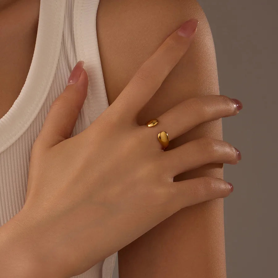 Anillo ajustable de acero inoxidable 304 en color liso, estilo IG - imagen 3