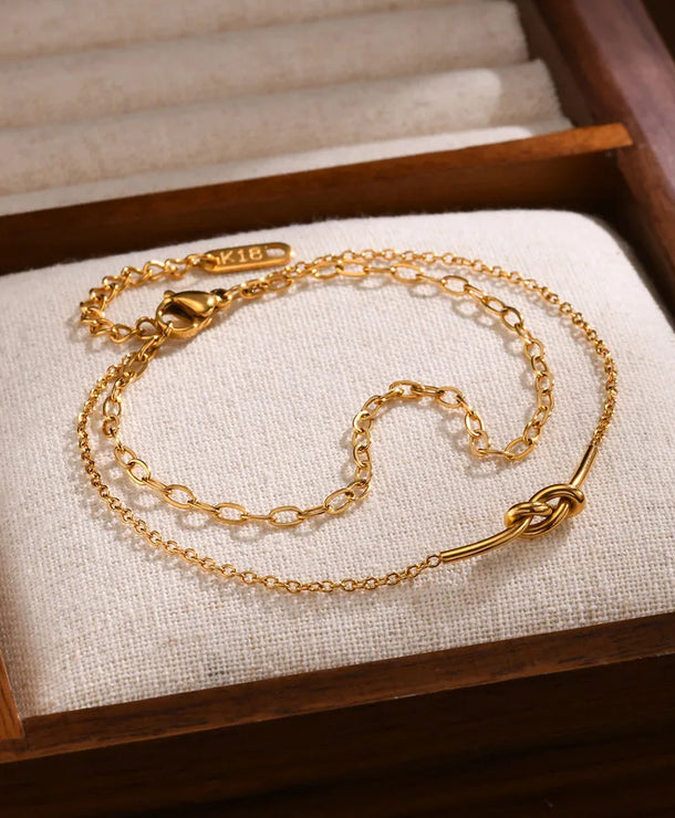 Pulsera con diseño de nudo en acero 201 y baño de oro 18K - imagen 6