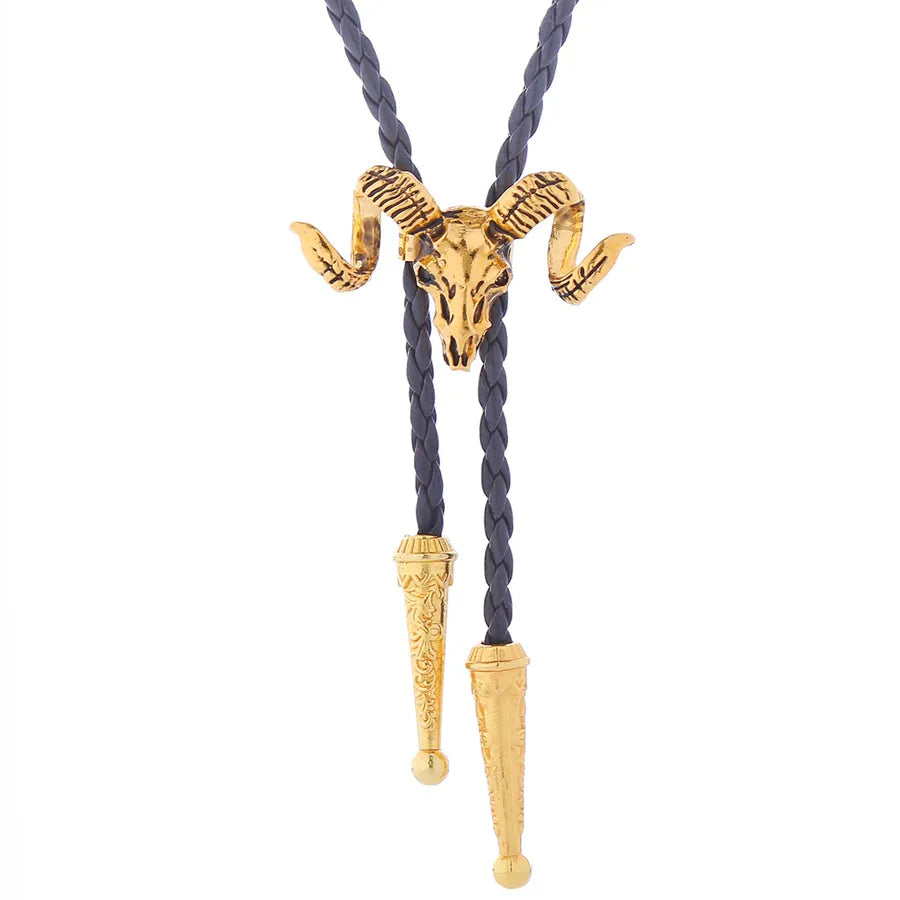 Corbata bolo de aleación con cordón de piel y dijes de estrella y calavera - imagen 46