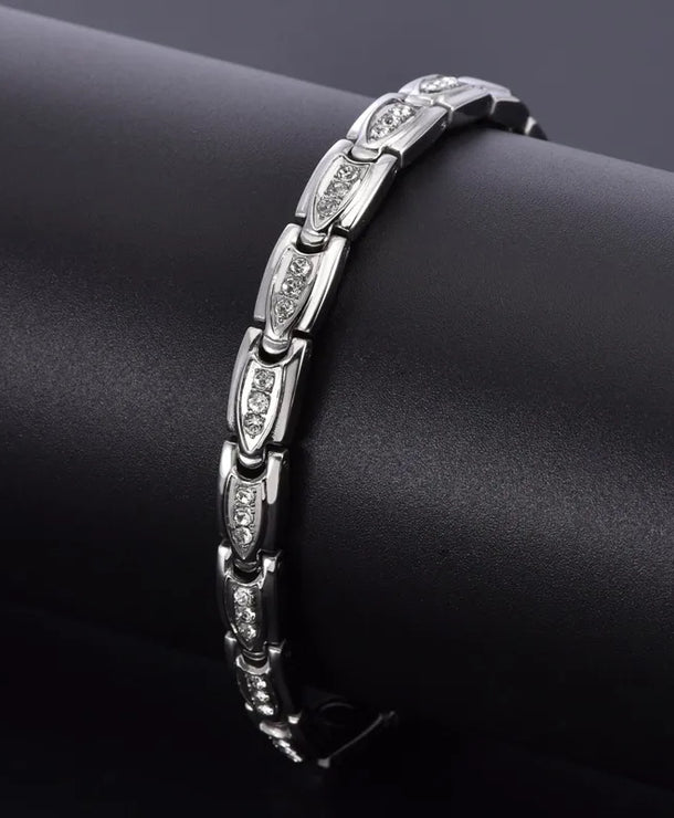 Pulsera de acero de titanio con micro-incrustaciones y cierre magnético - imagen 2