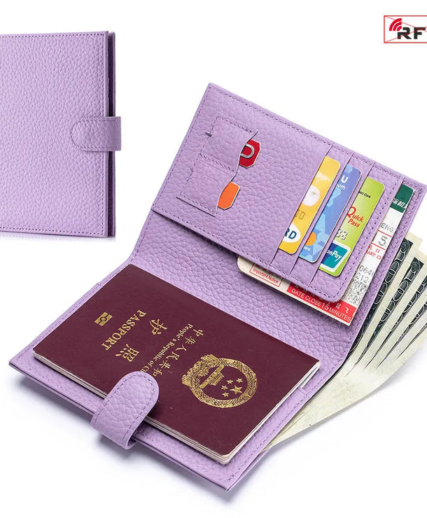Portapasaportes de piel genuina para mujer con protección RFID - imagen 9