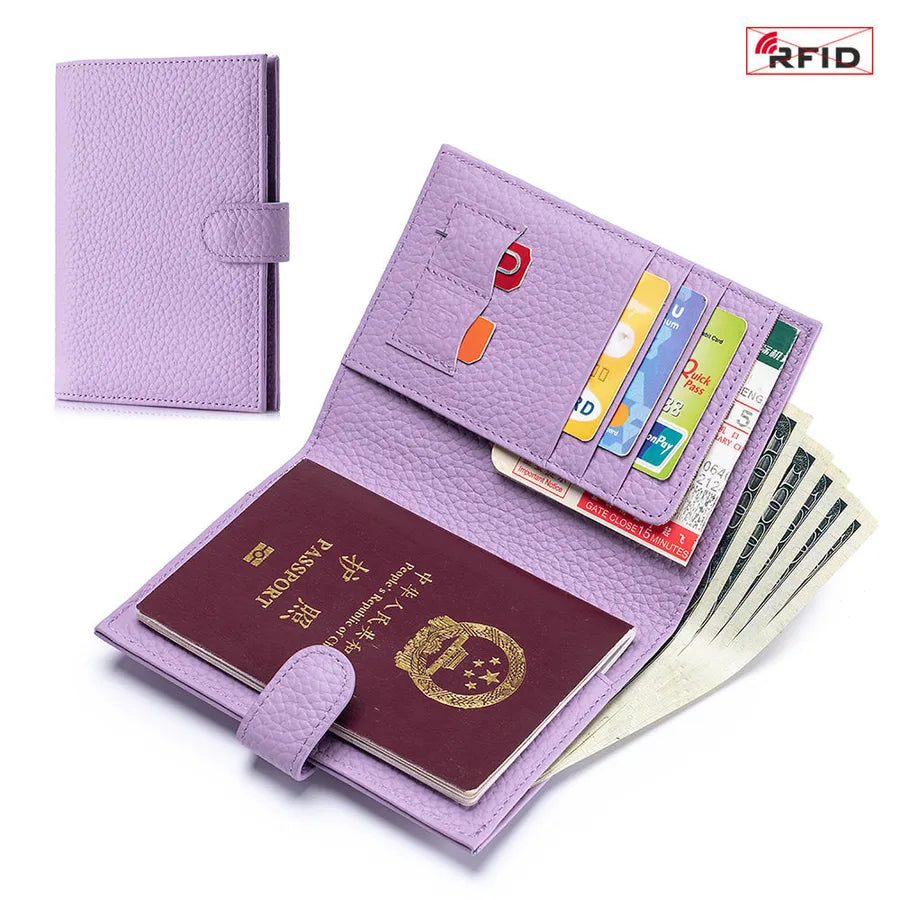 Portapasaportes de piel genuina para mujer con protección RFID - imagen 9