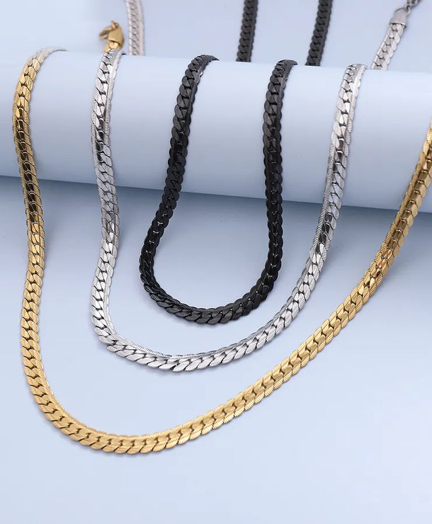Collar de cadena cubana para hombre con baño de oro 18K en acero 304