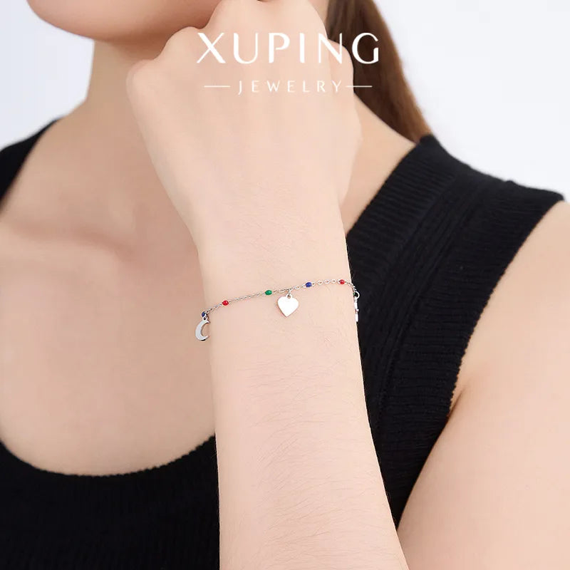 Pulsera XUPING de acero 304 con diseño de luna en esmalte para mujer - imagen 8