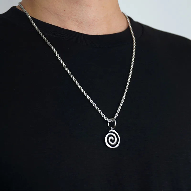 Collar con dije de espiral geométrico en acero de titanio - imagen 6