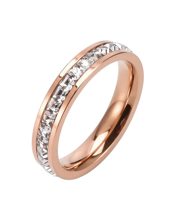 Anillos de acero 304 con baño de oro 18K para pareja, diseño circular - imagen 10