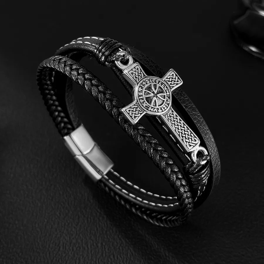 Brazalete de cruz tejido de acero inoxidable 304 para hombre - imagen 3