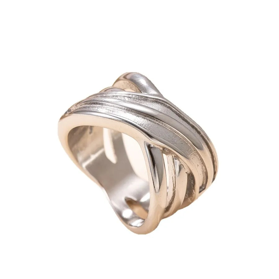 Anillo ajustable de acero y titanio con diseño cruzado, unisex - imagen 5
