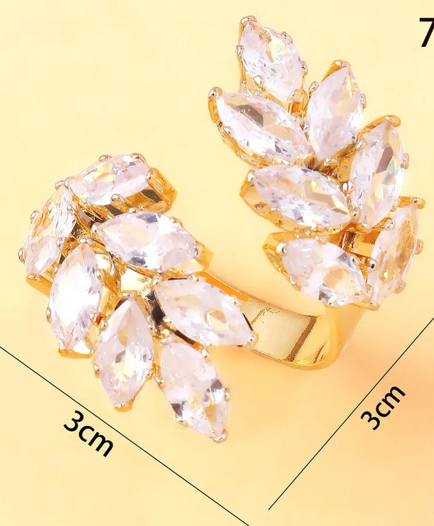 Anillos con diseño de hojas e incrustación de circonia para mujer - imagen 3