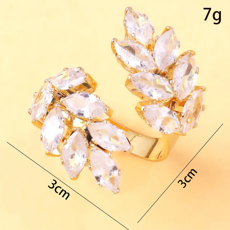 Anillos con diseño de hojas e incrustación de circonia para mujer - imagen 3