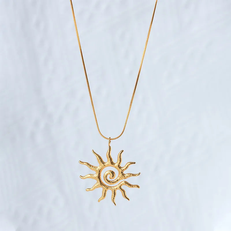 Collar con dije de sol, ojo turco y corazón en acero inoxidable 304 - imagen 3