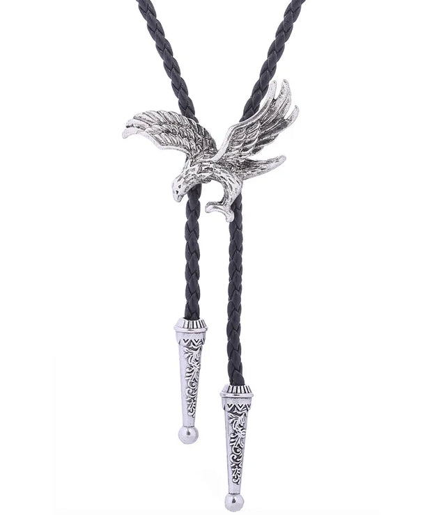 Corbata bolo de aleación con cordón de piel y dijes de estrella y calavera - imagen 35
