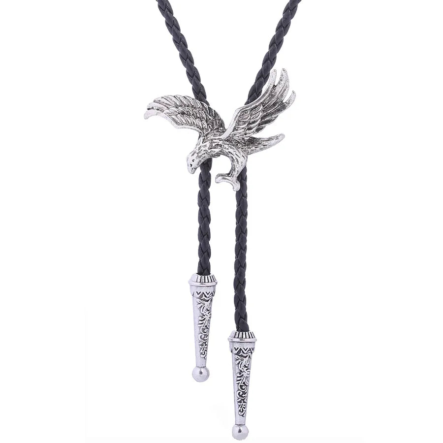 Corbata bolo de aleación con cordón de piel y dijes de estrella y calavera - imagen 35