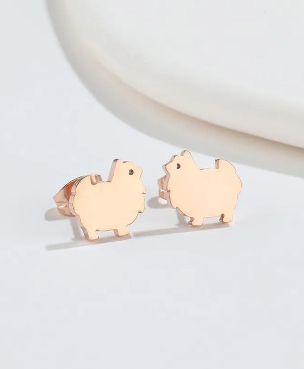 Aretes de botón de acero 304 con baño de oro 18K y diseño de animalitos - imagen 27