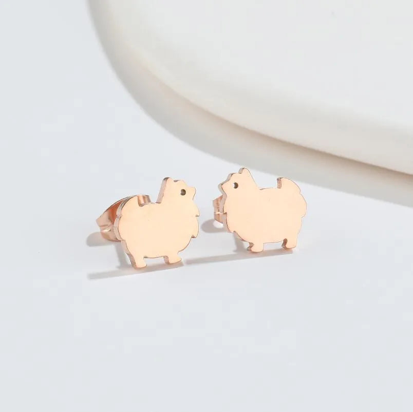 Aretes de botón de acero 304 con baño de oro 18K y diseño de animalitos - imagen 27