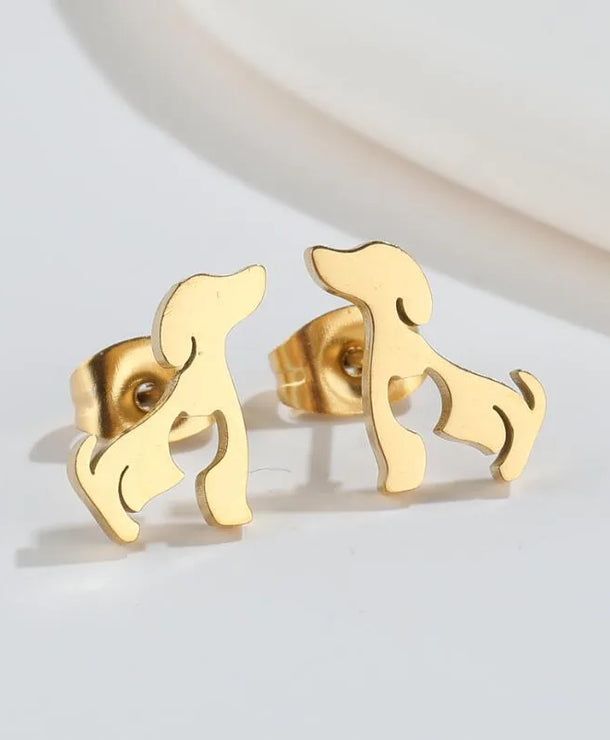 Aretes de botón de acero 304 con baño de oro 18K y diseño de animalitos - imagen 10