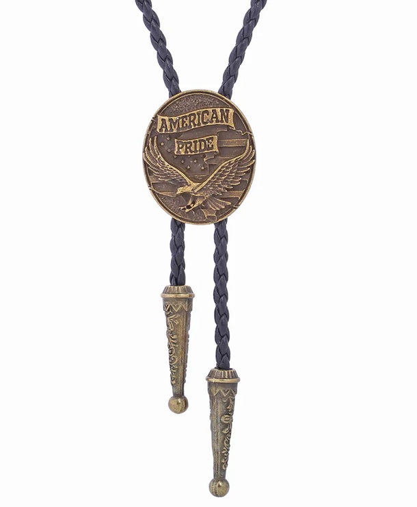 Corbata bolo de aleación con cordón de piel y dijes de estrella y calavera - imagen 11