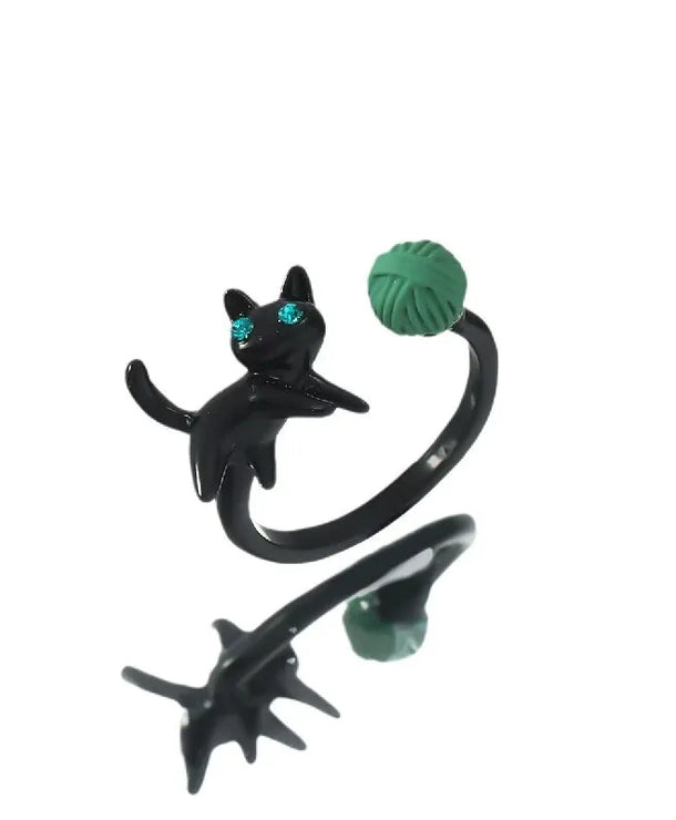 Anillo con diseño de gato con alas e incrustaciones tipo diamante - imagen 18
