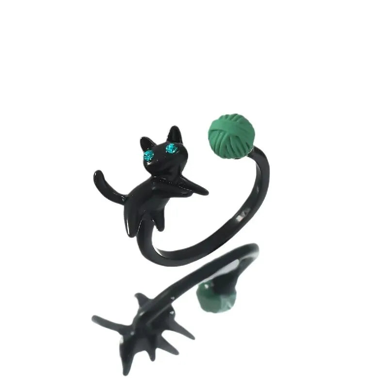 Anillo con diseño de gato con alas e incrustaciones tipo diamante - imagen 18
