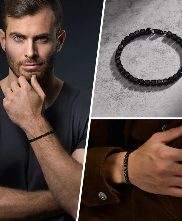 Pulsera tipo tennis de acero inoxidable 201 para hombre, color liso - imagen 6