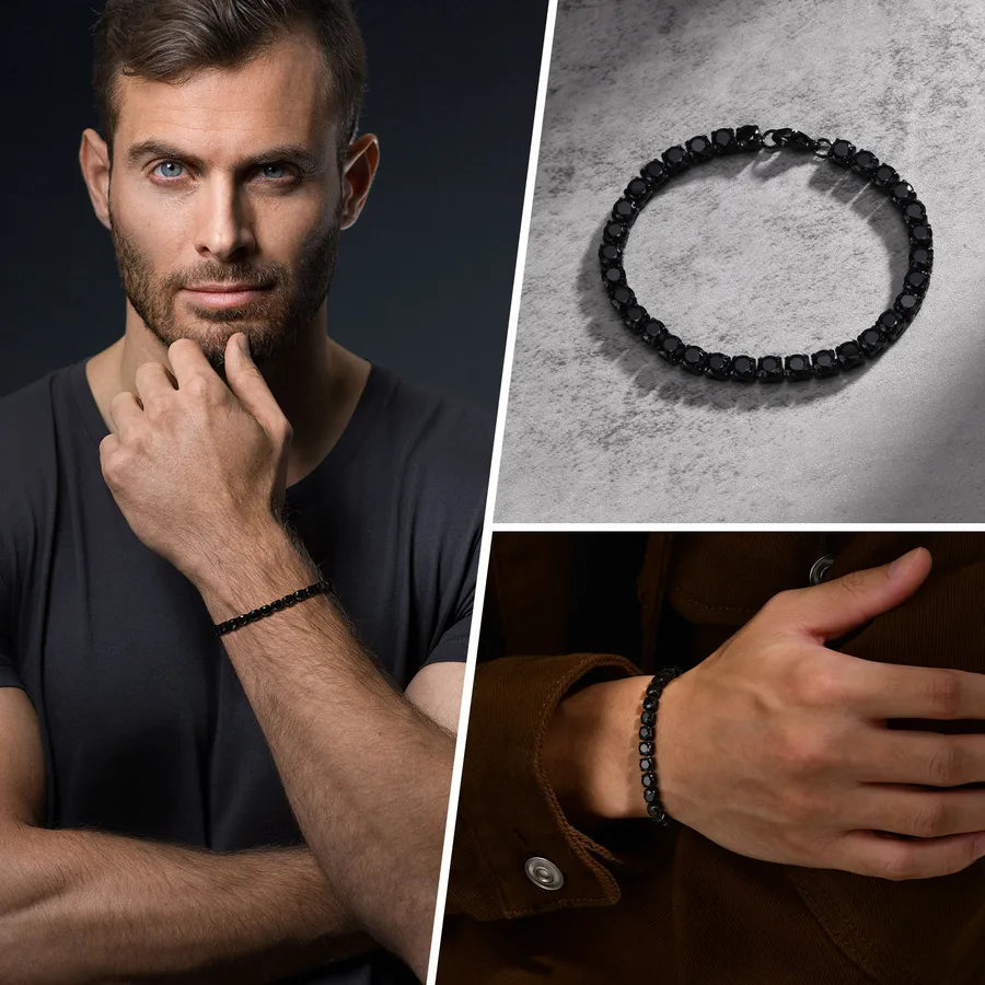 Pulsera tipo tennis de acero inoxidable 201 para hombre, color liso - imagen 6