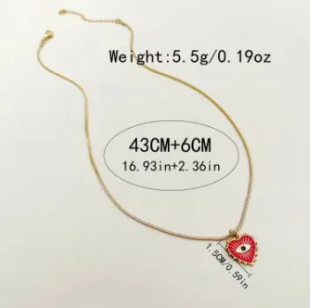 Collar con dije de sol, ojo turco y corazón en acero inoxidable 304 - imagen 6