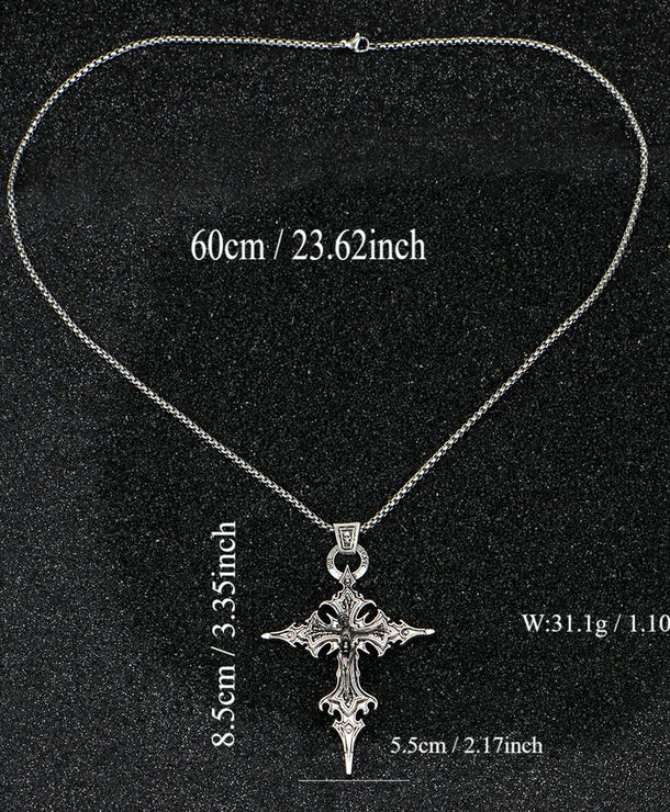 Collar con dije de cruz y calavera en aleación, estilo gótico - imagen 2