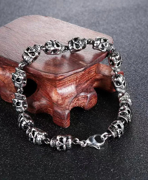 Pulsera de aleación con diseño geométrico de calavera, estilo hip-hop - imagen 6