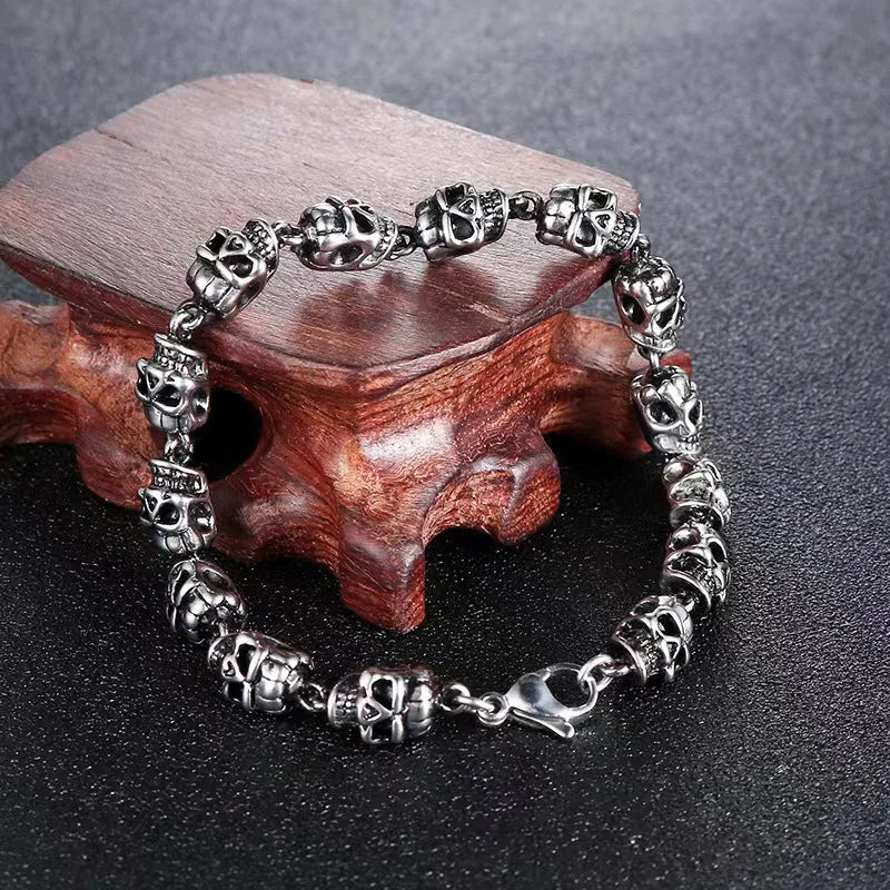 Pulsera de aleación con diseño geométrico de calavera, estilo hip-hop - imagen 6